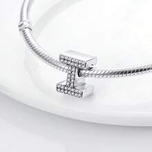 1pc Letter A Alphabet Charm, Sparkling 26 Letter Charms, Suitable For Bracelet Diy Jewelry Making, Best Birthday Meaningful Gift To Family, Friend, Lover - Beige - View 4