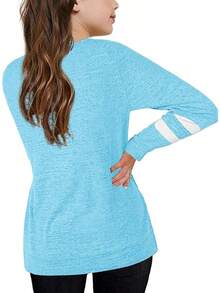 Apbondy Girls Shirts Casual Long Sleeve Crewneck Loose Striped Sweatshirts Pullover Tops