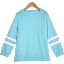 Apbondy Girls Shirts Casual Long Sleeve Crewneck Loose Striped Sweatshirts Pullover Tops
