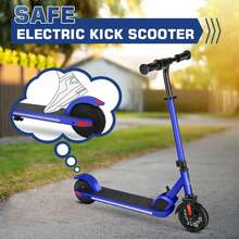 CAROMA Electric Scooter For Children Ages 6 To 14, 150W Motor, 80 Minutes Of Riding Time, 10 Mph, Adjustable Speed And Height, LED Display, Colorful Lights, Foldable Electric Scooter For Children, Ideal Gifts For Children - 藍色 - 查看 10