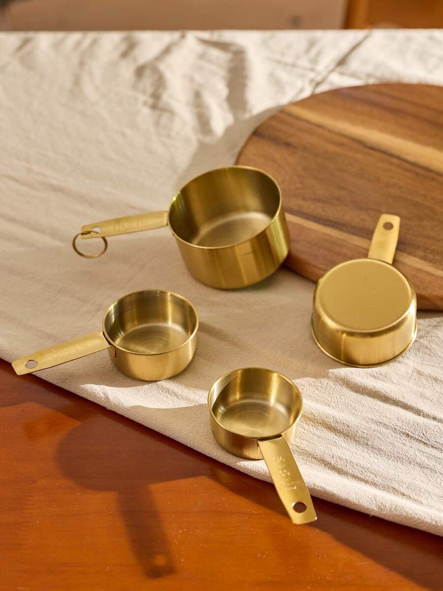 Cirelle 4pcs Stainless Steel Measuring Cup, Gold Measuring Spoon For Household