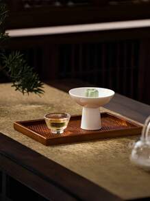 1 件简约复古陶瓷脚盘、茶点盘、水果盘、甜点盘、糕点盘、寿司和开胃菜盘、入口装饰、桌面装饰、珠宝收纳托盘