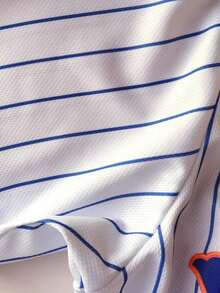 Camiseta de béisbol bordada para hombre, blanca, de manga corta, cuello en V y abotonada, informal, para fiestas y deportes - Blanco - Ver 4