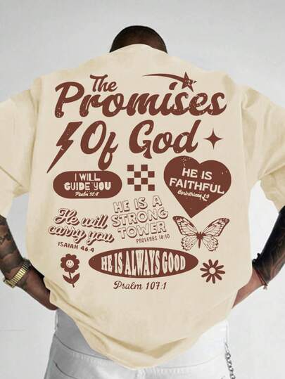 Camiseta de cuello redondo para hombres YUNCHIC, con patrón de letras creativo, de verano, casual y cómoda, de ajuste regular, cuello redondo, perfecta como prenda de moda masculina para uso diario, adecuada para salidas casuales y en casa