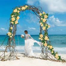 8Pcs (52ft) Artificial Rose Vine Fake Flower Garland Fake Rose Hanging Vine For Wedding Party Background Arch Garden Background Decoration