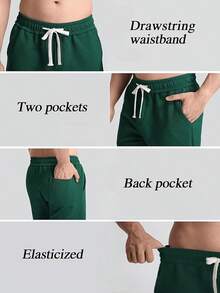 Mens Casual Shorts Drawstring Summer Sports Shorts Geometric Texture Casual Beach Shorts With Pockets - Greener - 查看 4