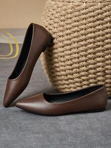 MonaNise 女士尖头时尚低帮平底鞋，户外休闲装，紫色、香槟色、红色、黄色、黑色 - 咖啡棕 - 查看 6