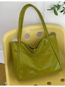 新款软皮大容量手提包，适合课堂通勤手提，独特设计单肩腋下包 - 綠色 - 查看 9