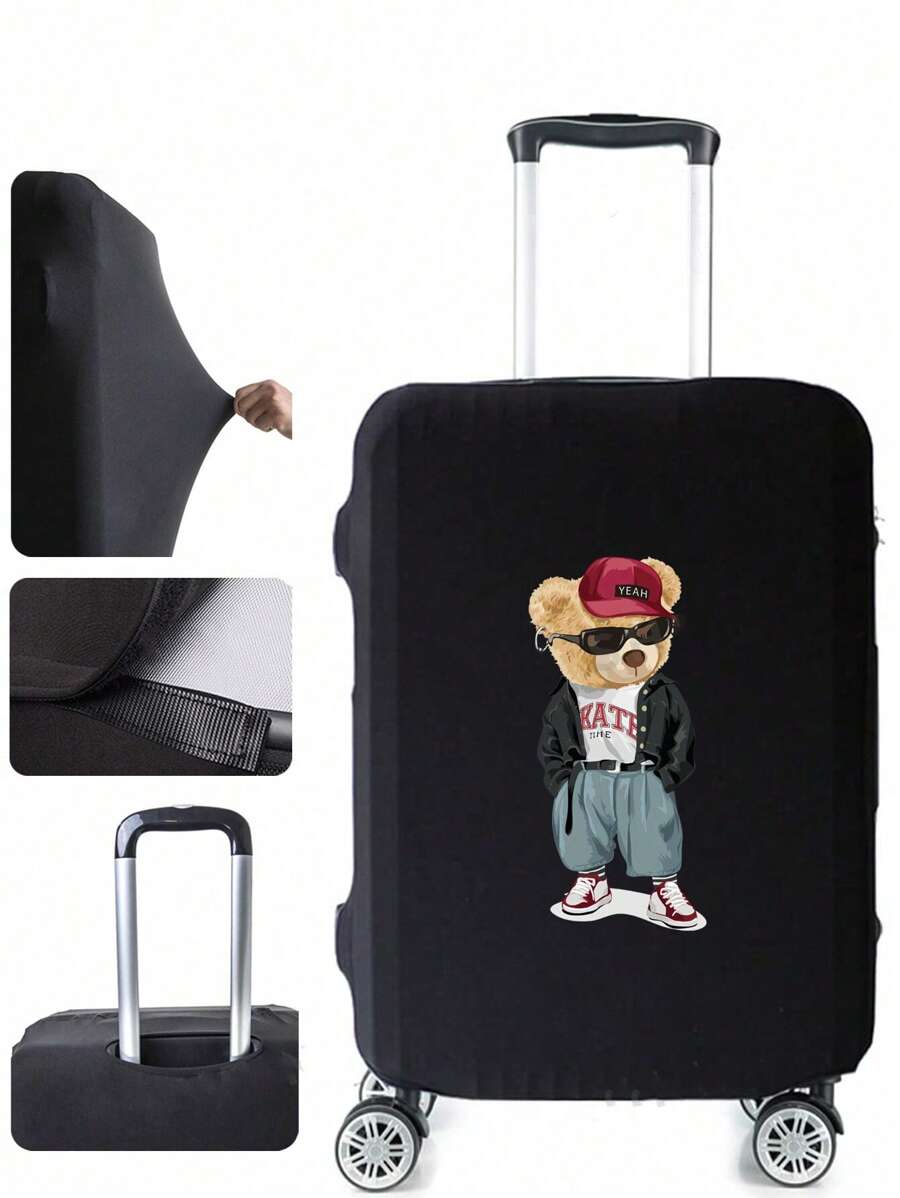1 PC Luggage Covers 18-32 Inches Bear Printed Suitcase Cover, Strong Elastic Suitcase Cover, Suitcase Protective Cover, Stretch Dust Covers , Travel Accessories Luggage Supplies, Trolley Suitcase Cover