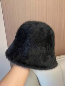 1 件女士蓬松渔夫帽，百搭休闲渔夫帽，简约设计，适合日常穿着冬季服装秋季 - 黑色 - 查看 9