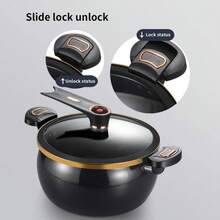 La marmite 1 pièce avec couvercle a une taille de de 8,5 QT, une taille de de marmite avec deux poigné, peut être utilisée pour la cuisson du pain, et est antiadhésive et adaptée aux plaques de cuisson et aux plaques de cuisson à induction. - Noir - Voir 4