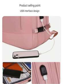 Sac à dos élégant pour femme, sac à dos pour homme 45x30x20 avec compartiment à chaussures, séparation humide et sec, sac à dos de voyage Ryanair, sac fourre-tout sous le siège, sac de vol, sac à dos de voyage pour femme, sac à dos certifié aviation, sac à dos de voyage, sac de week-end d'affaires avec port USB, sac à dos de voyage étanche pour homme - Rose bonbon - Voir 4