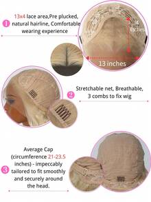 13X4 Free Part Blonde Loose Curly Synthetic Lace Front Wigs Pre Plucked Hairline Soft Long Deep Wave Wigs Glueless Blonde Loose Water Wave Wigs Soft Loose Curls Wig Heat Resistant HD Lace Front Wigs For Women Girls Party Daily Wear - Gold - View 7