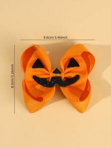 2 piezas Clips para el cabello con moños de tela naranja de Halloween, Moños de calabaza, Pasadores de cabello novedosos para niñas y adolescentes, Regalos de carnaval