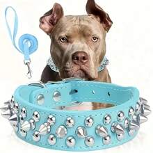 Ensemble de collier pour chien à pointes réglable avec laisse - Collier pour animaux de compagnie  clouté, durable et collier de dressage convenant aux chiens de taille moyenne à grande, pour la promenade en extérieur - Multicolore - Voir 28