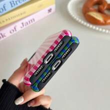 Compatible With IPhone 13 / 14 Case, Fashion Cute Multi-Strip Pattern Aesthetic Design For Women, Soft TPU And Hard Back Shockproof Phone Case For IPhone 16 15 14 13 12 11 Pro Max Plus Compatible With Sam Galaxy A And S Series - Tím và Trắng - Xem 5