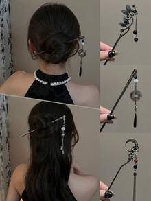 中式蝴蝶流苏吊坠发夹，高端发饰，适合搭配传统汉服、发髻延长器、发髻造型器、发髻发片、发型针、发夹、发卡、发饰、头饰、女士发饰 - 彩色 - 查看 11