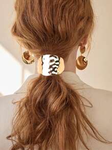 1 件金色金属几何装饰发带趣味和黑暗风格女士奢华风格马尾辫夹马尾辫发带、金属发箍、现代马尾辫套、金色简约发夹、发饰、婚礼发带、送给她的礼物马尾辫夹发圈发橡皮筋发圈发绳弹性发带、发球 - 金色 - 查看 1