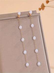 1 Coppia di orecchini pendenti finti alla moda - Design a più strati con nappine bianche e gancio in metallo delicato, adatti per occasioni quotidiane e formali, accessorio di lusso economico, decorazione elegante