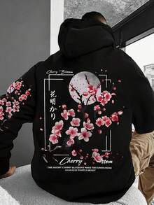 Men's Fall Clothes,Hoodies For Men,Fashion Men's Cherry Blossom Moon Text Pattern Graphic Print Hoodie Sweatshirt,Gifts For Men,Men Fall Clothes,Essentials Hoodie,Graphic Hoodie,Long Sleeve Tops,Tracksuit Men,Boyfriend Gifts,Autumn And Winter Pattern Men's Hoodie Top,Men's Casual Minimalist Pattern Printed Warm Hoodie Sweatshirt,Long-Sleeve Drawstring Pocket Hoodie