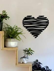 1 pièce Décoration murale minimaliste en métal en forme de cœur pour chambre à coucher, salon, mur de galerie, cadeau d'amour, décoration de maison, décoration de chambre, décoration murale, cadeau pour anniversaire, remise des diplômes, Saint-Valentin, mariage - Noir - Voir 11