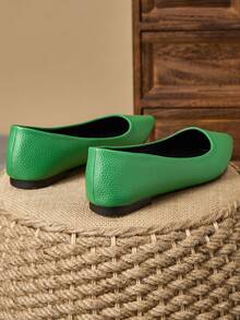 MonaNise 女士尖头时尚低帮平底鞋，户外休闲装，紫色、香槟色、红色、黄色、黑色 - 綠色 - 查看 7