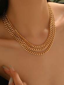 1pc Minimalist Turquoise Thick Carved Portrait Decor Hammer Texture Pattern Creative Thick Jewelry Gold Silver Dual-Tone Chain Handmade Strap Pattern Necklace Pendant Necklace Classic Jewelry Luxury Girl Accessory Party Gift For Friend