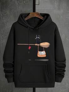 Anime Kiki Print HoodiePlus Size Women's Hoodie, Soft And Breathable Short Sleeve, Perfect For Daily Wear, Outdoor Activities, Travel, And Casual Style, Comfortable All-Day - 黑色 - 查看 1