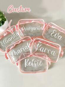 Personalized Makeup Bags, Beach Wedding Gifts, PVC Transparent Makeup Bags, Toiletry Bags, Bridesmaid Gifts, Summer Vacation, Bachelorette Party Multi-Functional,Space-Saving - Multicolor - View 1