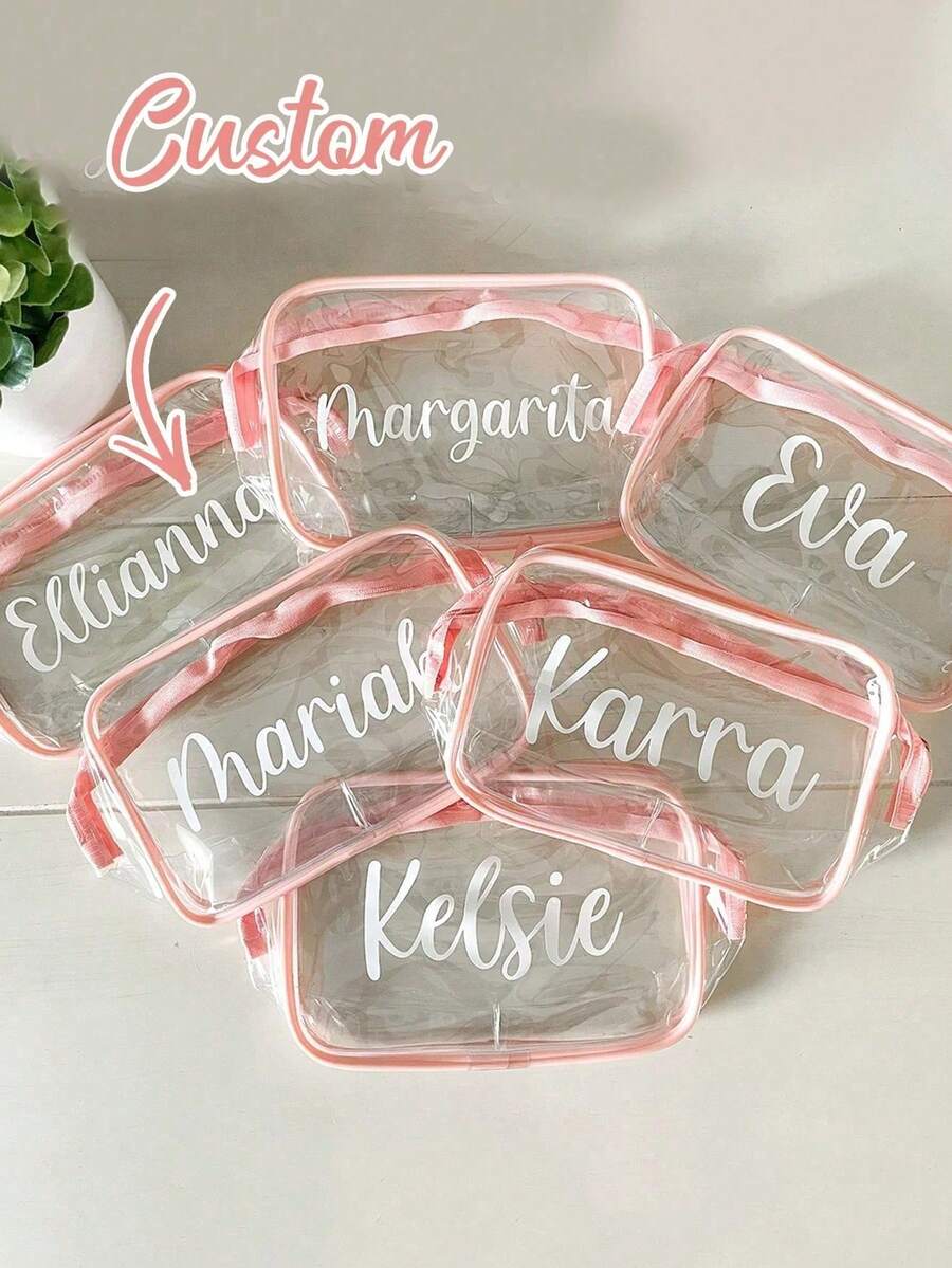 Personalized Makeup Bags, Beach Wedding Gifts, PVC Transparent Makeup Bags, Toiletry Bags, Bridesmaid Gifts, Summer Vacation, Bachelorette Party Multi-Functional,Space-Saving - Multicolor - View 1