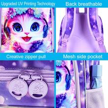 3PCS Girls Backpack, 16 "Kids Cat Play Bookbag, School Bag For Elementary Preschool Toddler
