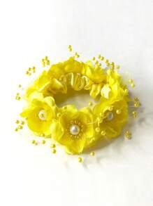 1件装女士春夏新款纯色仿布花朵发圈，适合海滩、夏威夷度假、日常佩戴、丸子头造型、节日、派对、送礼、秋季穿搭，发绳马尾辫头饰 - 彩色 - 查看 21