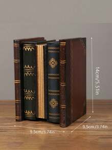 1pc Decorative Box, Vintage Wooden Heavy-Duty Bookshelf For Shelves, Home Office School Library Decor, Book Ends Wedges - Multicolor - View 16