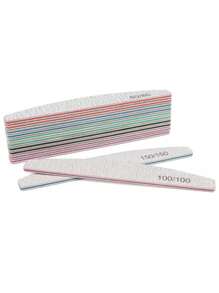 5/10Pcs Nail Art Professional Nail File 80/100/150/180/240 Sandpaper Strong Thick Sanding Half Moon Lime DIY Manicure Tool Accessories - Light Grey - View 5