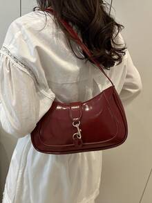 1个Novachic复古简约新月形可调节肩带手提包，适合约会、外出、派对等场合。 - 紅色 - 查看 3