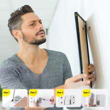 嵌入式支架挂钩，互锁式家具连接器，重型不锈钢相框挂钩，适用于婚礼照片、图片、相框吊坠，是大型图像展示艺术画廊墙面安装五金件的理想选择，采用 Z 形互锁设计，最大限度地确保安全，防止悬挂物品掉落。