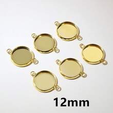 10pcs 8-30mm Inner Size Double Loops Stainless Steel Gold Color Pendant Cabochon Blank Base Tray DIY Accessories For Bracelet Necklace Earrings - Double Hanging Bottom Bracket - View 17