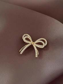 1pc/2pcs Women Elegant Faux Pearl Rhinestone Double Bow Brooch, High-End Female Design Clothing Pins Accessory, Suitable For Daily Anti-Exposure Clothes, Shirts, Dresses, Multi-Occasion Halloween Jewelry Costume Accessories Bag Charms Office Accessories Christmas Gift