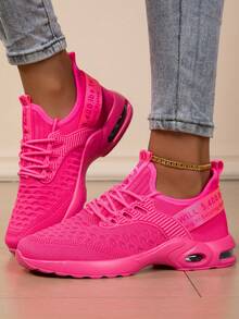 2025 New Breathable Versatile Casual Women's Lace-Up Comfortable Air Cushion Fashion Women's Running Shoes, Most Popular Classic Women's Shoes - Hot Pink - View 3