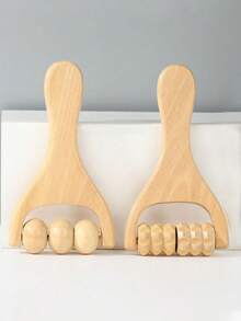 1/2-częściowy przenośny, ręczny, drewniany wałek do masażu, odpowiedni do odblokowywania meridianów i utrzymania zdrowia kręgów szyjnych, talii i nóg, do szkoły, na powrót do szkoły, w podróży, w podróży, w domu, w spa, do masażu, masaż, masażer, spa