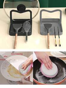 1 件盖架，适用于锅盖和厨房勺架，保持台面干燥并防止水滴