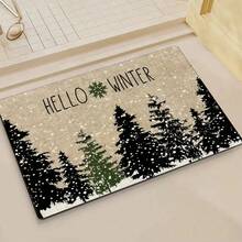 Felpudo navideño y de bienvenida al invierno - Alfombra de poliéster antideslizante y lavable a máquina para uso interior/exterior - Perfecta para la entrada, el dormitorio y la decoración exterior - Accesorio navideño para el hogar Decoración de baño y cocina Alfombra de cocina - Multicolor - Ver 2
