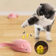 Juguetes interactivos de peluche para gatos, ratones de simulación, juguetes de peluche para gatitos, juguetes de masticar para gatos de interior - Rosa - Ver 1