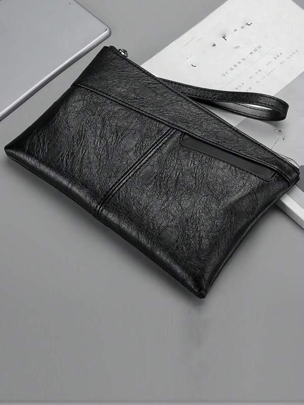 Klassische Herren Clutch Tasche, Geschäfts-Handtasche mit großer Kapazität, Mehrkarten-Umschlag-Tasche, PU-Leder Herrentasche, tragbare Outdoor-Handytasche, Mehrtaschig