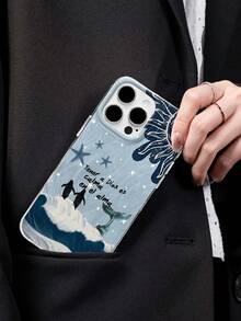 Funda de teléfono de gasa con plumas y diseño de pingüino a la luz del sol, compatible con iPhone 16 Pro Max, con botones enchapados, compatible con iPhone 15/14 Plus/13/12/11, funda protectora - Hilo de plumas plateadas de colores - Ver 5