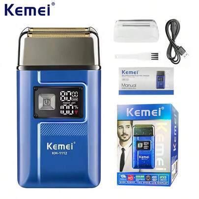 Kemei 科美 KM-1112 USB充电IPX5防水剃须刀二合一男士充电式电动胡须刀浮动前剃须机
