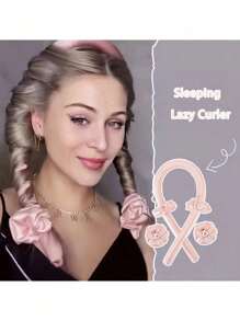 3pcs/Set Heatless Curling Rod Headband, Heatless Hair Curler No Heat Hair Curlers, Silk Curls Ribbon, Sleeping Soft Spong Headband, Sleep Hair Curler Set, For Women Long Hair Styling Tools, Slouchy Hair Curlers Styling Tools (Pink) ﻿ Home Bathroom Decor Fall Decor Back To School