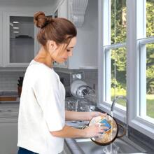 Miracle Microfiber Kitchen Sponge By ScrubIt 6 Pack NonScratch Heavy Duty Dishwashing Cleaning Sponges Machine Washable Blue