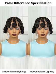 Elegant Full Lace Bantu Knot Women's Braided Wig - High Density, Heat-Resistant Synthetic Hair, Party-Vacation First