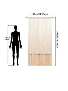 1pc Tasseled Curtain, Minimalist Style Curtain With Rod Pocket, Suitable For Living Room, Bedroom, Kitchen, Room Divider, Doorway, Home Decor, Wedding Decor